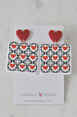 Acrylic Hearts Valentines Day Geometric Dangle Earrings