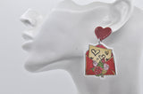 Acrylic Love Letter Red Rose Valentines Day I Love You Stud Earrings