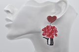 Acrylic Red Rose Valentines Day I Love You Stud Earrings