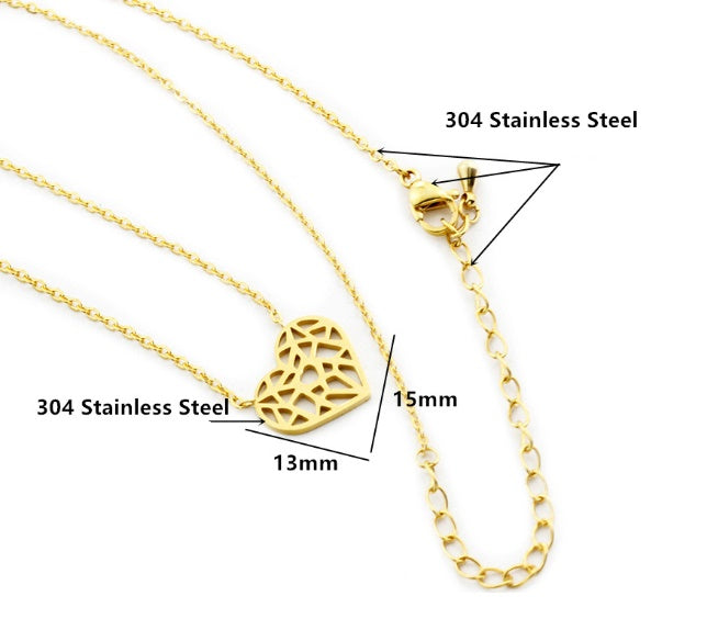 Rose Gold - Stainless Steel Leaf Cutout Mini Dainty Minimalist Necklace