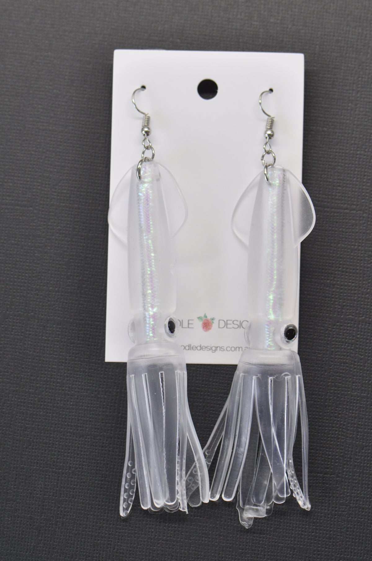 Novelty Squid Rubber Drop Dangle Earrings