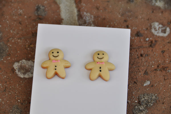 Miniature Food Gingerbread Man Stud Earrings