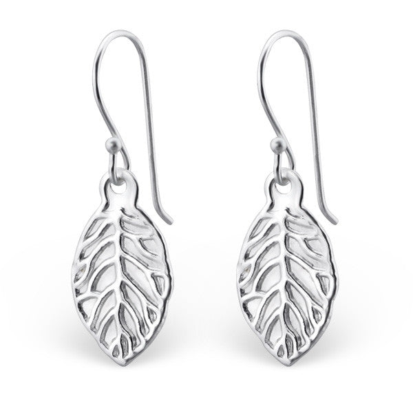 Leaf Cutout 925 Sterling Silver Dangle Earrings