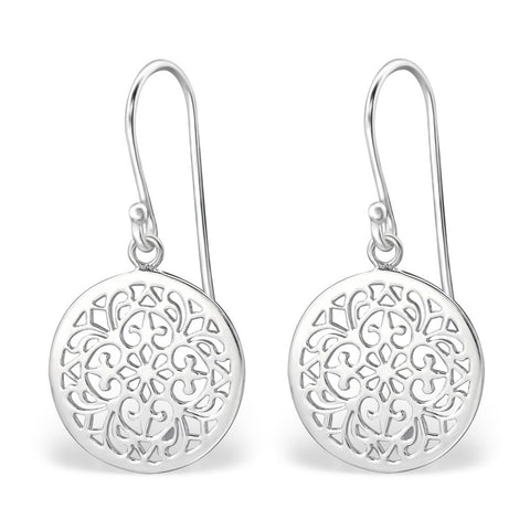 Symmetrical Filigree 925 Sterling Silver Dangle Earrings