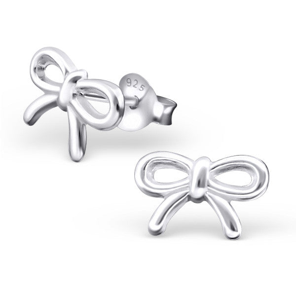 Bow Ribbon 925 Sterling Silver Stud Earrings