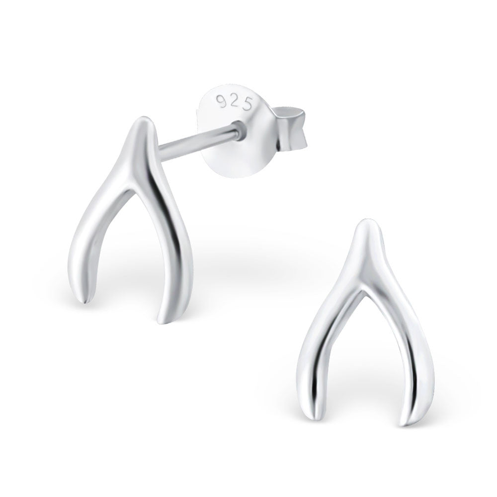 Wishbone 925 Sterling Silver Stud Earrings
