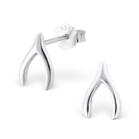 Wishbone 925 Sterling Silver Stud Earrings