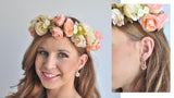 Handmade Round Clip Dangle Flowers Earrings - CDE117