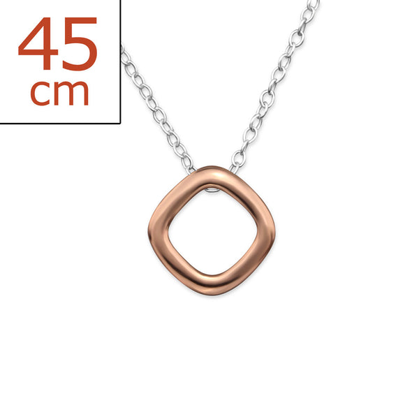 Diamond Shape Silver and Rose Gold 925 Sterling Silver Necklace