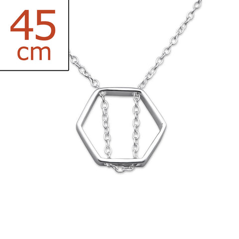 Hexagon 925 Sterling Silver Necklace