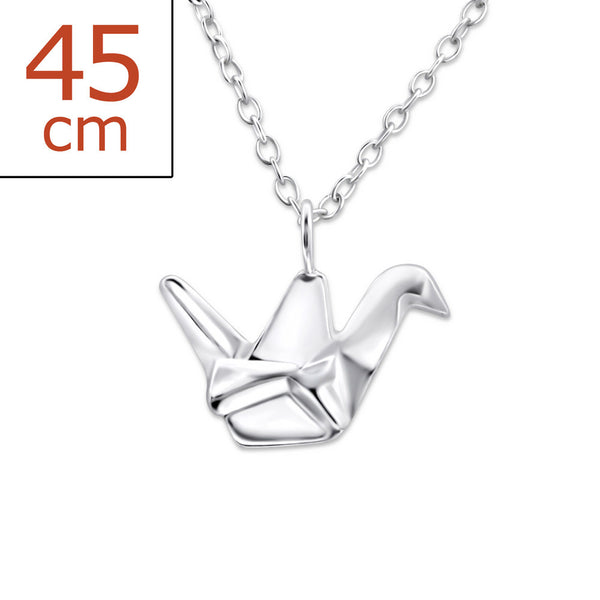 Origami Swan Sterling Silver Necklace