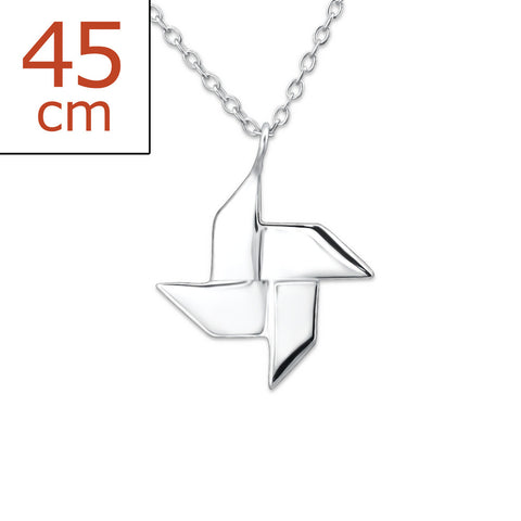 Origami Windmill 925 Sterling Silver Necklace