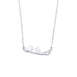 Silver - Stainless Steel Bird on A Branch Cutout Mini Dainty Minimalist Necklace