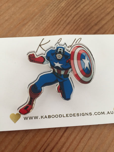 Captain America - Acrylic Perspex Brooch