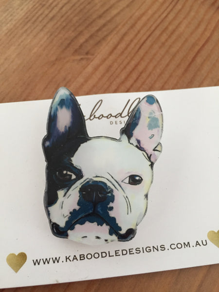 French Bulldog - Acrylic Laser Cut Perspex Brooch
