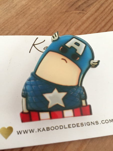 Captain America Silly - Acrylic Laser Cut Perspex Brooch