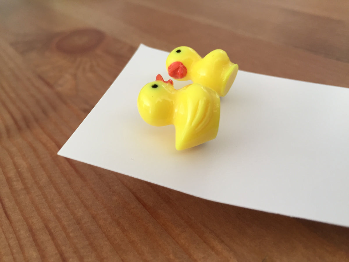 Miniature 3D Rubber Ducky Stud Earrings