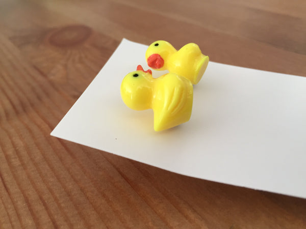 Miniature 3D Rubber Ducky Stud Earrings