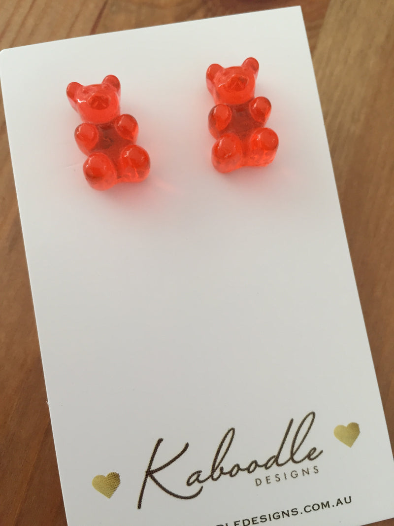 Miniature 3D Candy Lolly Bear Stud Earrings