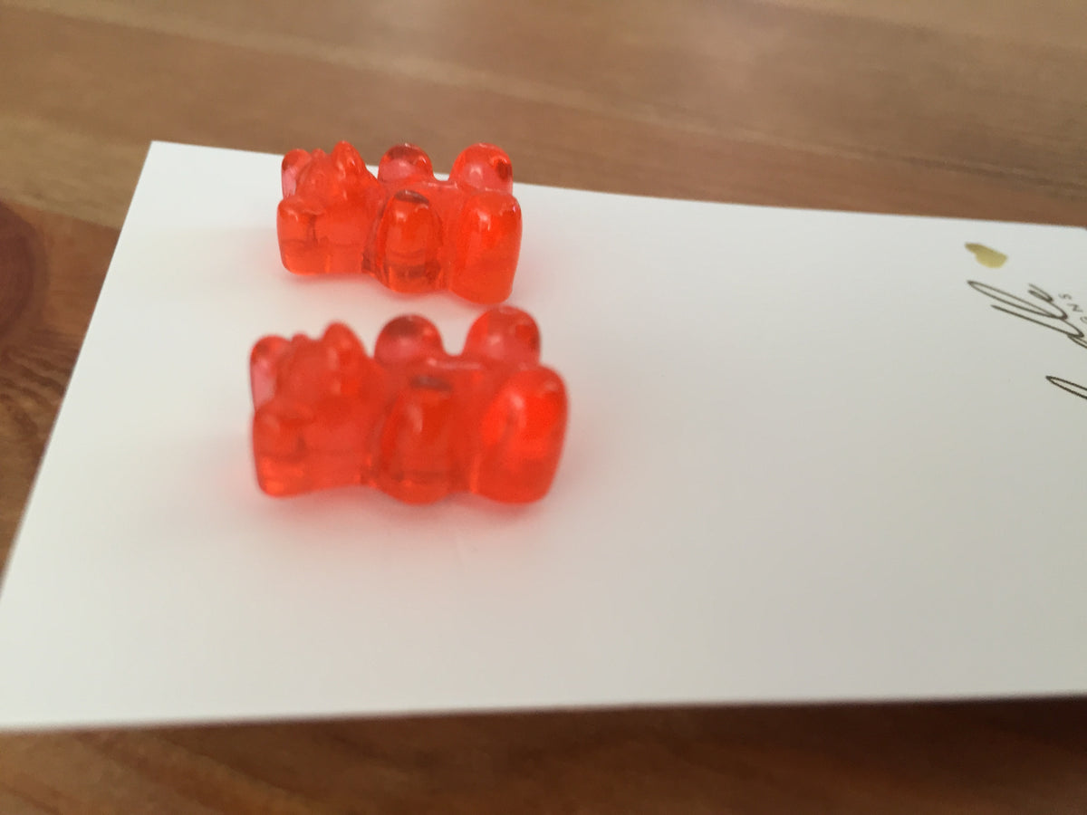 Miniature 3D Candy Lolly Bear Stud Earrings