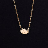 Rose Gold - Stainless Steel Swan Cutout Mini Dainty Minimalist Necklace