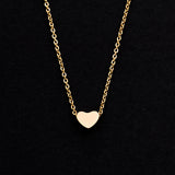 Rose Gold - Stainless Steel Heart Cutout Mini Dainty Minimalist Necklace