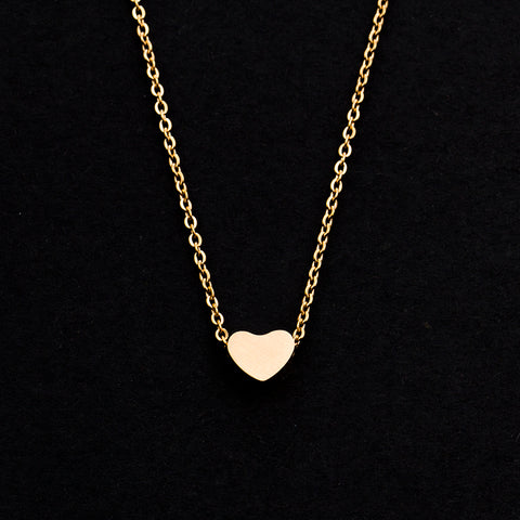 Rose Gold - Stainless Steel Heart Cutout Mini Dainty Minimalist Necklace