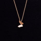 Rose Gold - Stainless Steel Butterfly Cutout Mini Dainty Minimalist Necklace