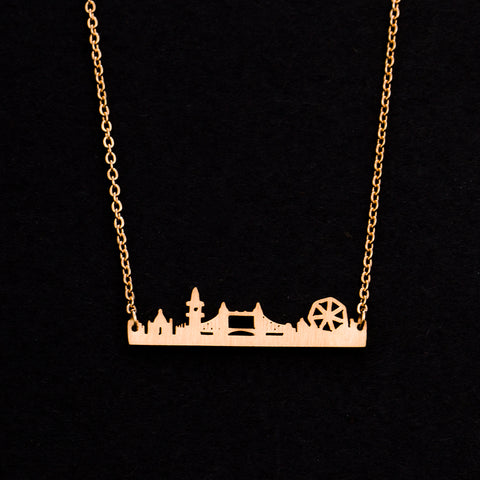 Rose Gold - Stainless Steel London UK Cutout Mini Dainty Minimalist Necklace