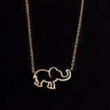 Rose Gold - Stainless Steel Elephant Cutout Mini Dainty Minimalist Necklace