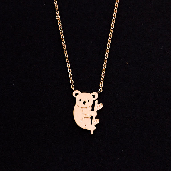 Rose Gold - Stainless Steel Australia Koala Cutout Mini Dainty Minimalist Necklace