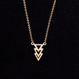 Rose Gold - Stainless Steel Geometric Triangles Cutout Mini Dainty Minimalist Necklace