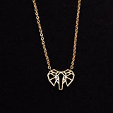 Rose Gold - Stainless Steel Geometric Origami Elephant Cutout Mini Dainty Minimalist Necklace
