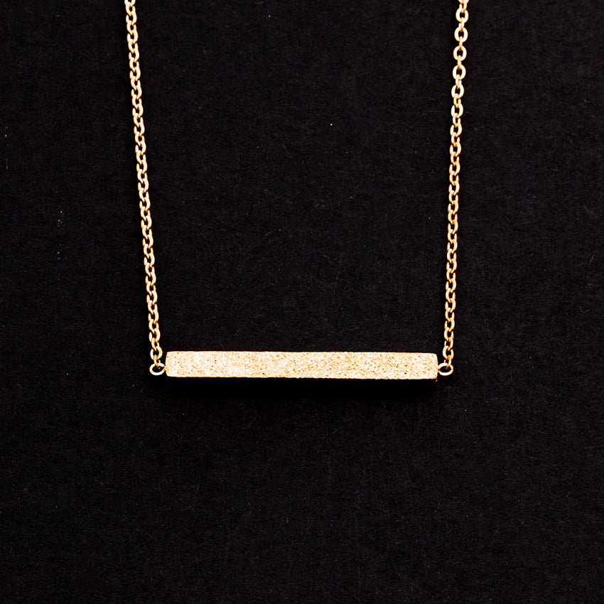Rose Gold - Stainless Steel Geometric Bar Mini Dainty Minimalist Necklace