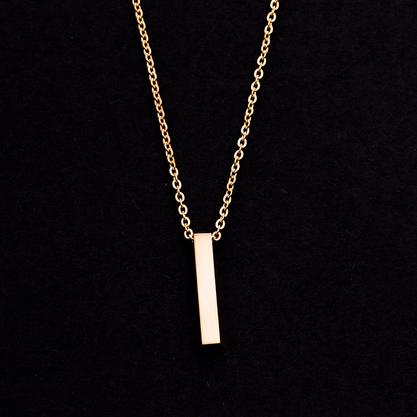 Rose Gold - Stainless Steel Bar Cutout Mini Dainty Minimalist Necklace