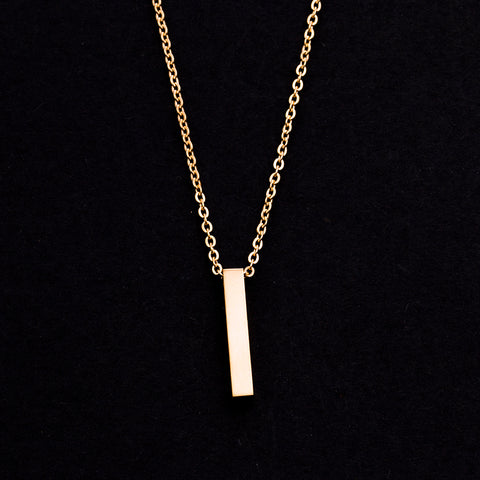 Rose Gold - Stainless Steel Bar Cutout Mini Dainty Minimalist Necklace