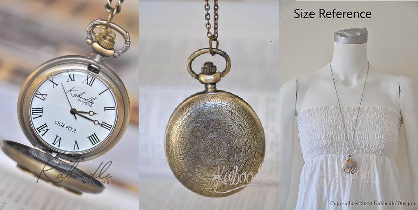 Handmade Artwork Stainless Steel Pocket Watch Necklace - Frida Kahlo Watercolour