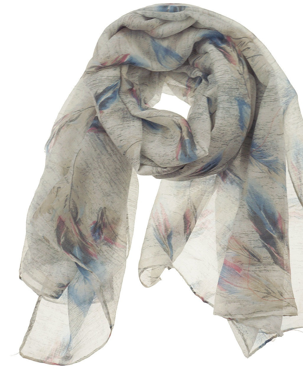 Fashion Scarf - Feathers in Grey