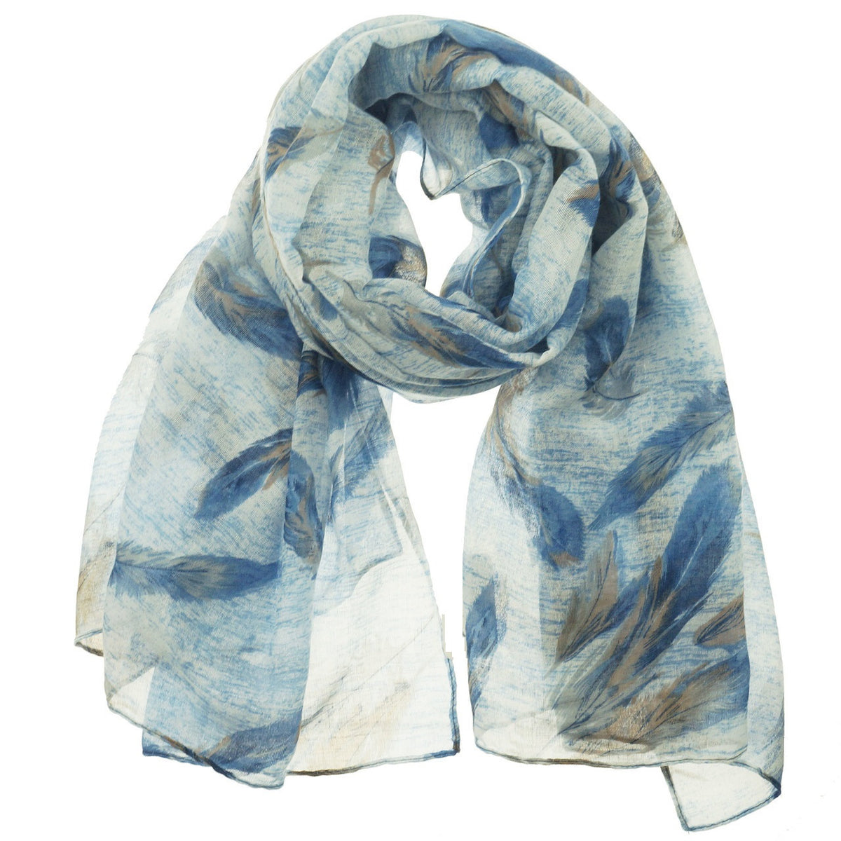 Fashion Scarf - Feathers in Blue