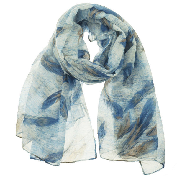 Fashion Scarf - Feathers in Blue
