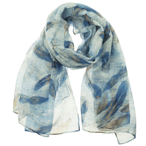 Fashion Scarf - Feathers in Blue