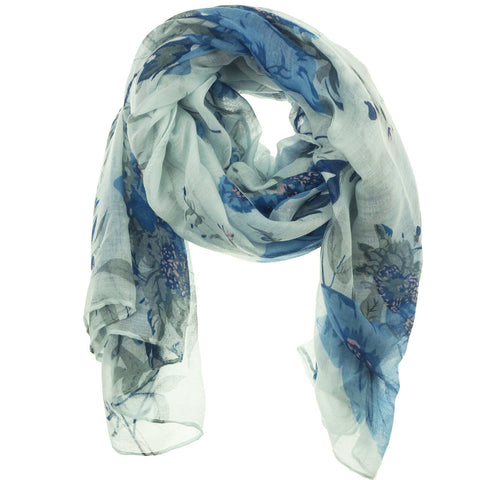 Fashion Scarf - Flowers in Blue