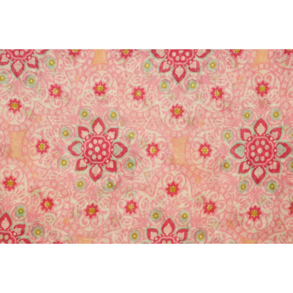 Fashion Scarf - Flowers with Tassels in Pink