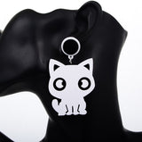 Acrylic Perspex Laser Cut Kitten Cat Drop Earrings - Black