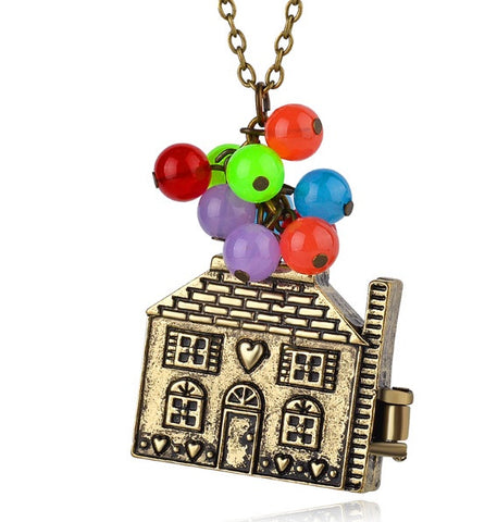 Flying Balloon House Locket Necklace