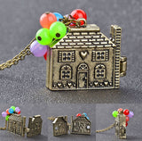 Flying Balloon House Locket Necklace