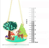 Bambi in the Woods Enamel Necklace