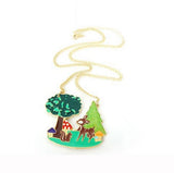 Bambi in the Woods Enamel Necklace