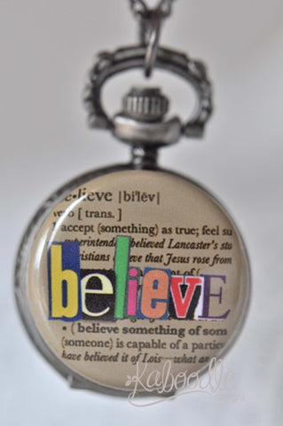 Believe Script - Pocket Watch Necklace