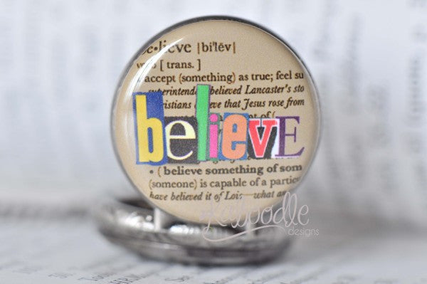 Believe Script - Pocket Watch Necklace